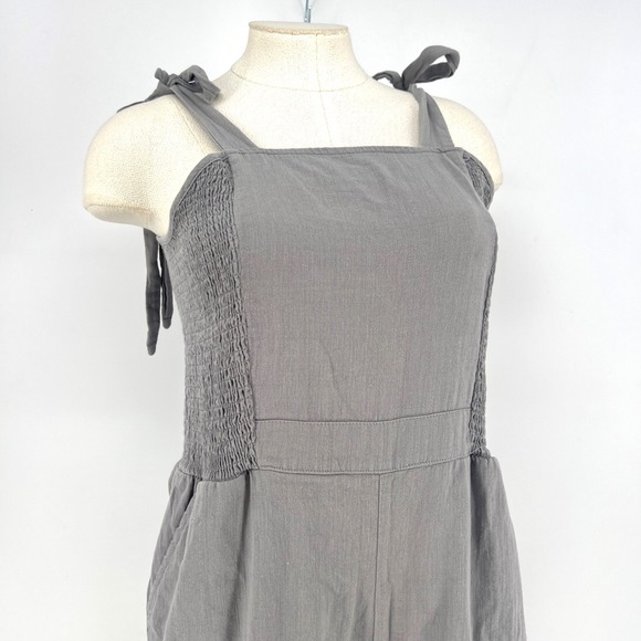 Sweet Salt Womens Small Smocked Tie Strap Wide Leg Jumpsuit Gray Clean Girl - Picture 2 of 14